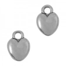 Metal charm Heart with eyelet 8x6mm Antique silver